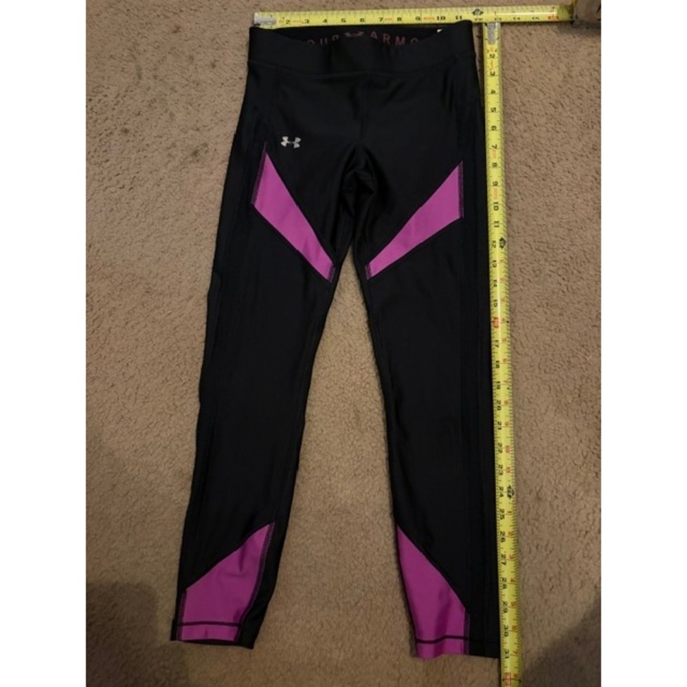 Under Armour HeatGear Compression Leggings‎ Black Purple Womens Small T22-31